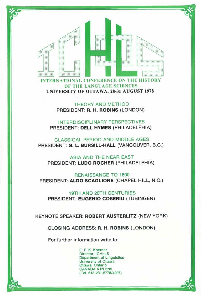 ICHoLS I Poster 1978